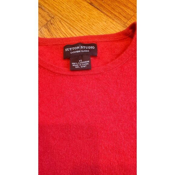 Sutton Studio Red Cashmere Classic Sweater XS Long Sleeve Crew Neck Womens Soft - Picture 3 of 7